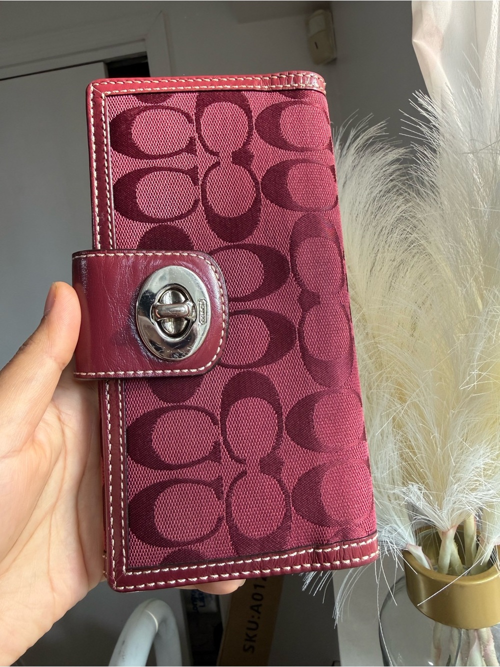 Vintage Y2K Signature Canvas Long Turnlock Wallet